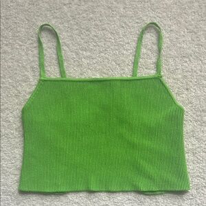 Kendall & Kylie Green Ribbed Crop Top